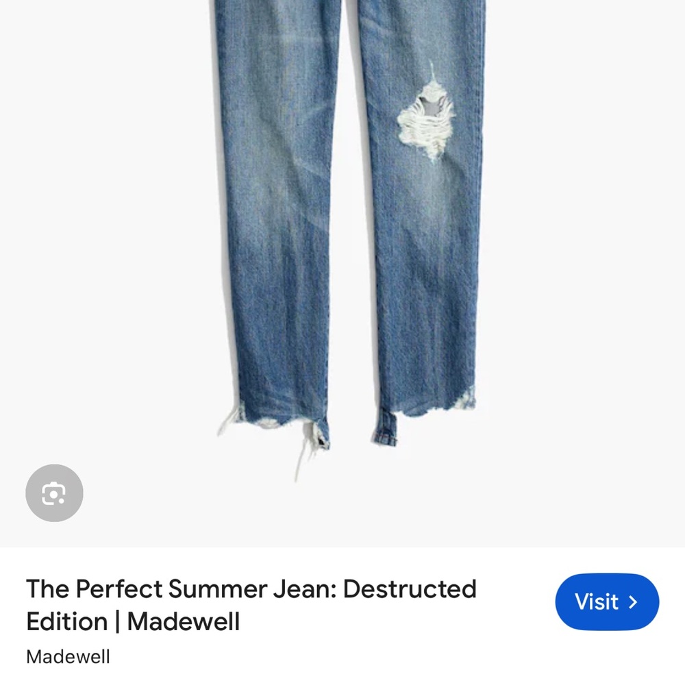 Madewell Distressed Ankle Jeans in Blue